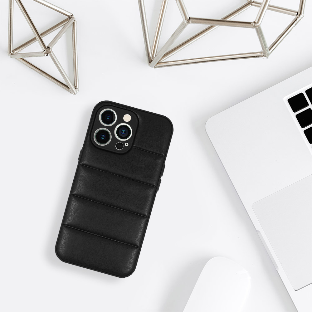 Samsung Galaxy A53 5G Leather 3D design 2 bőrhatású kemény hátlap tok (Fekete)
