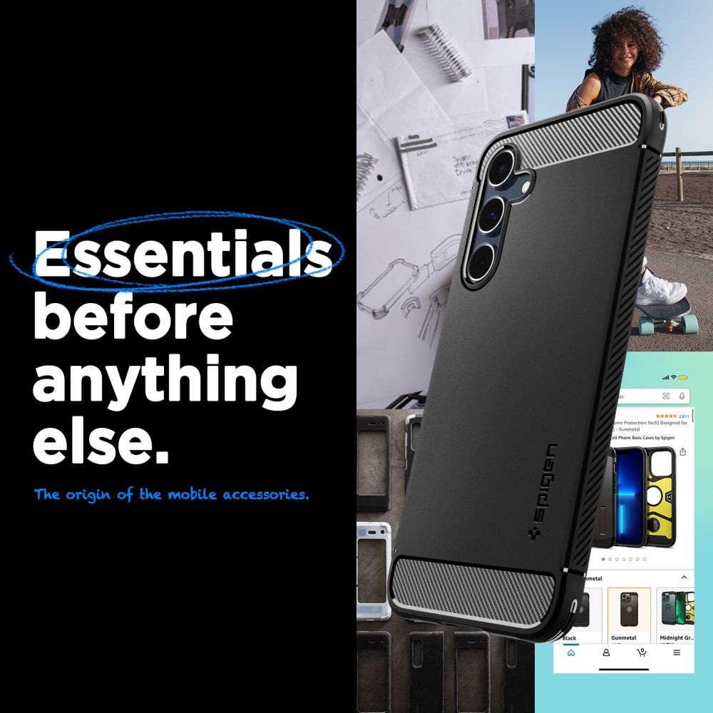 Samsung Galaxy A55 Spigen Rugged armor ütésálló tok Fekete