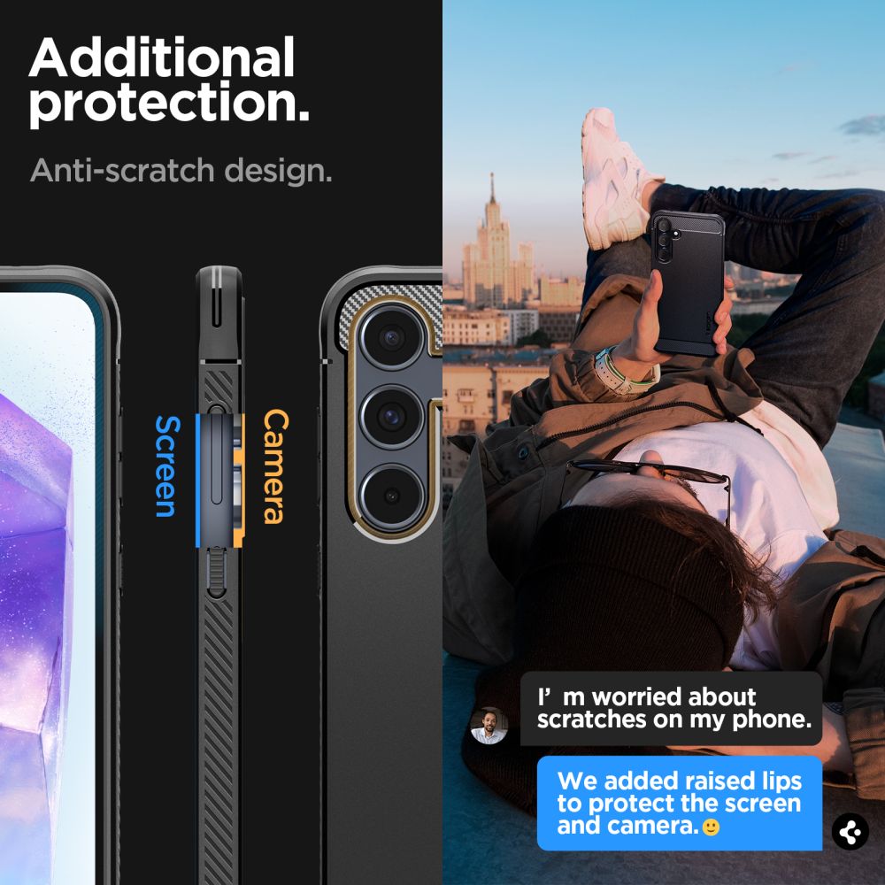 Samsung Galaxy A55 Spigen Rugged armor ütésálló tok Fekete