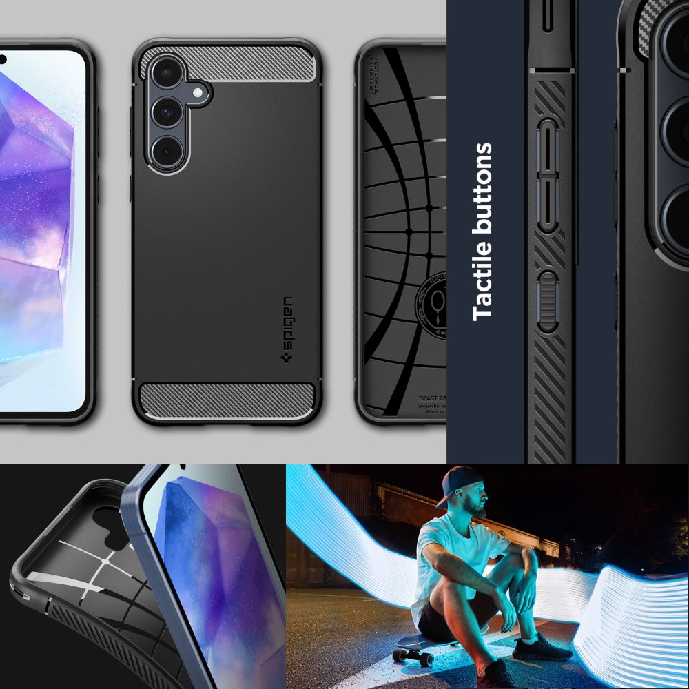 Samsung Galaxy A55 Spigen Rugged armor ütésálló tok Fekete
