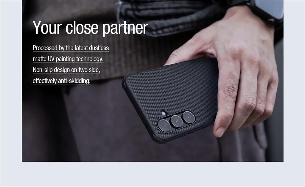Samsung Galaxy A55 Nillkin Super frosted shield pro magsafe strapabíró hátlap tok fekete