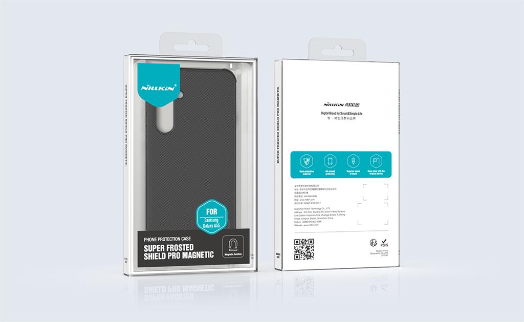 Samsung Galaxy A55 Nillkin Super frosted shield pro magsafe strapabíró hátlap tok fekete