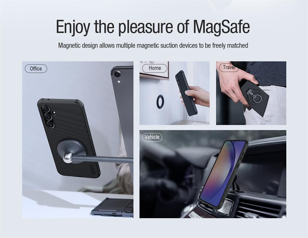 Samsung Galaxy A55 Nillkin Super frosted shield pro magsafe strapabíró hátlap tok fekete