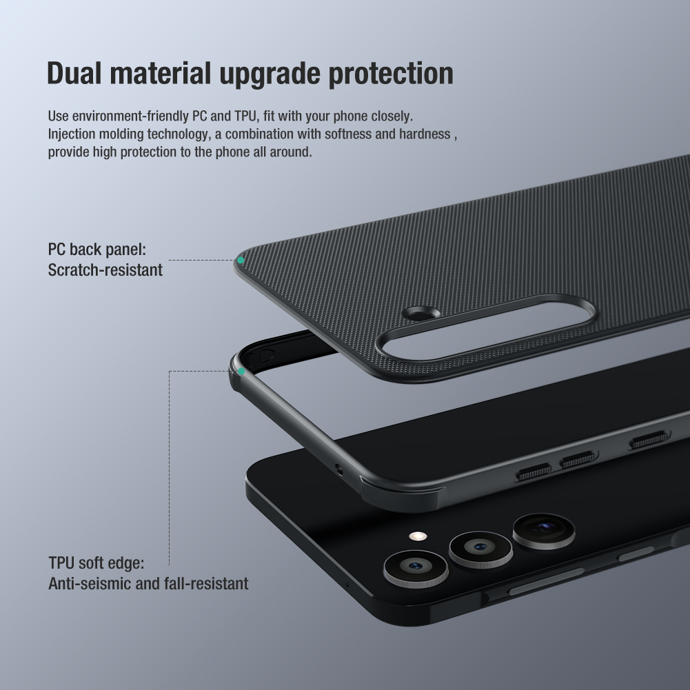 Samsung Galaxy A55 Nillkin Super frosted shield pro strapabíró hátlap tok fekete