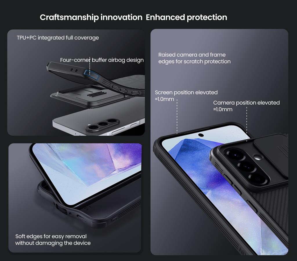 Samsung Galaxy A56 5G Nillkin camshield armor hátlap tok (Fekete)