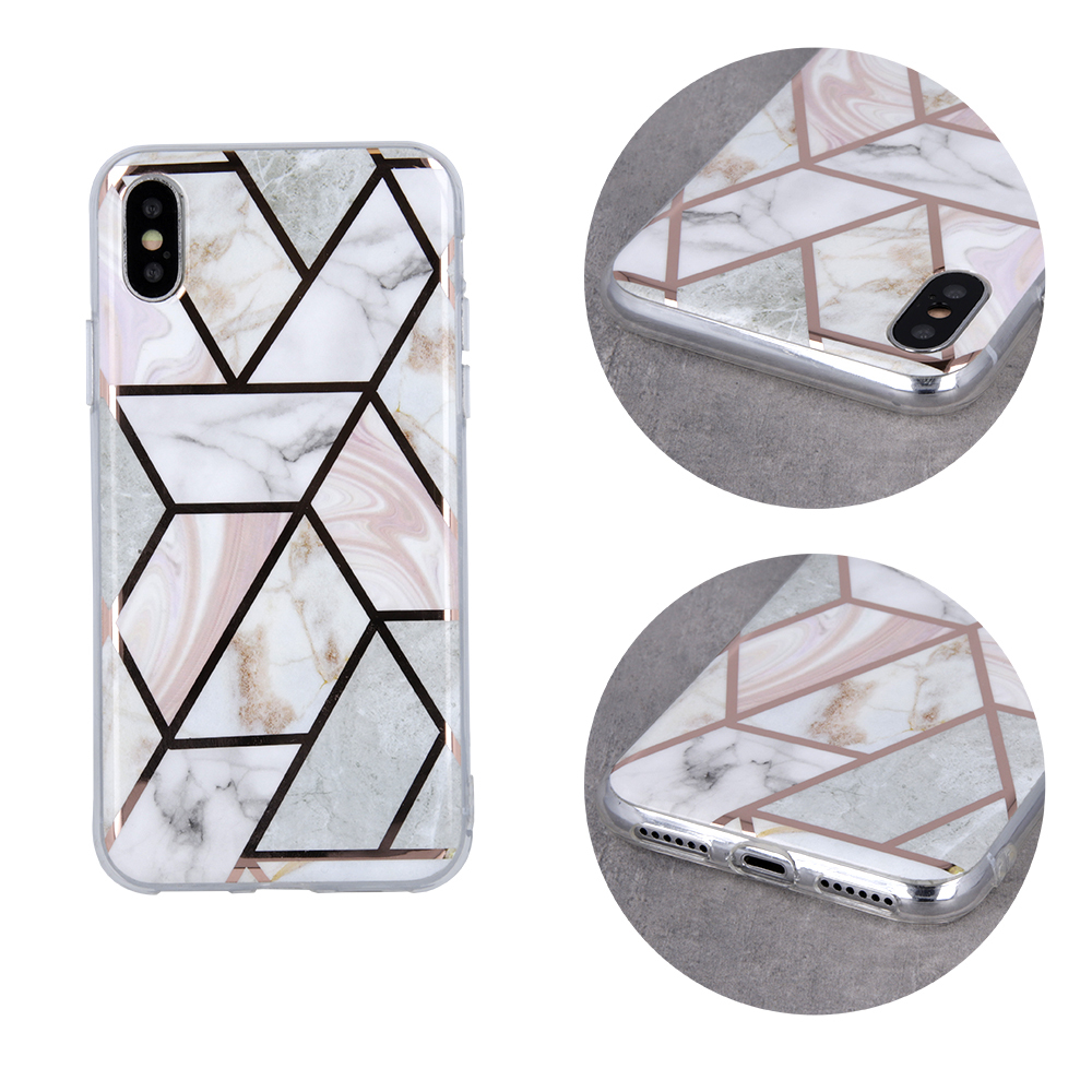 Samsung Galaxy A70 geometric marmur hátlap tok (Pink)
