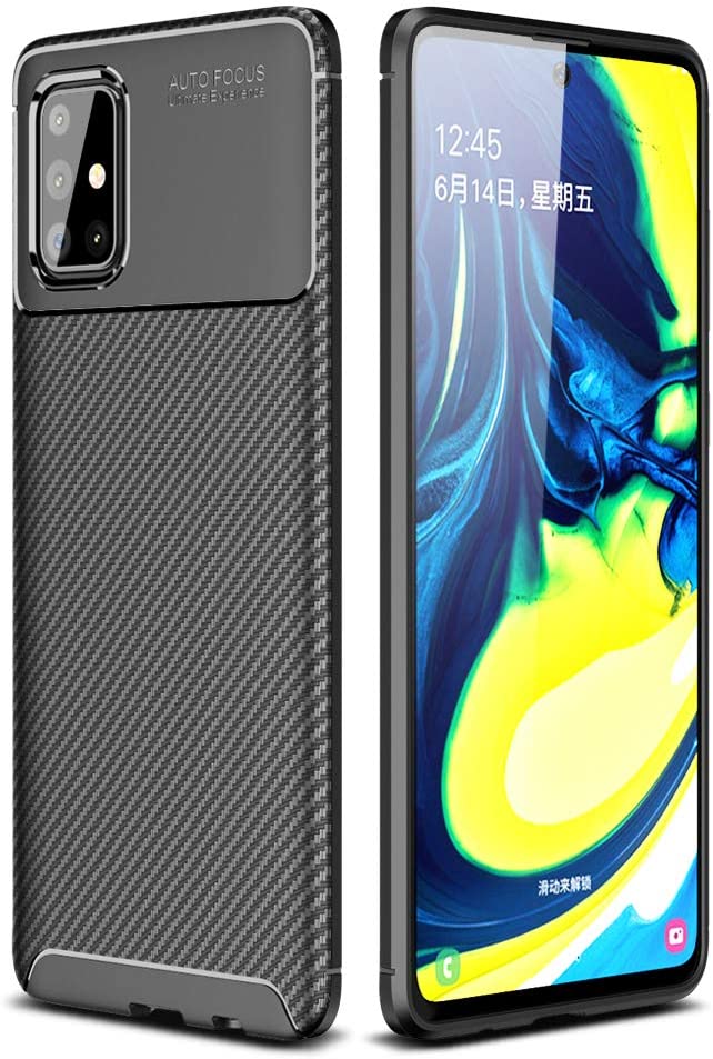 Samsung Galaxy A71 carbon fiber szilikon hátlap tok, (Fekete)