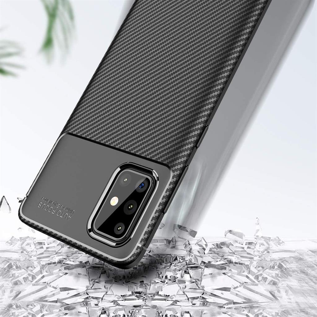 Samsung Galaxy A71 carbon fiber szilikon hátlap tok, (Kék) 0