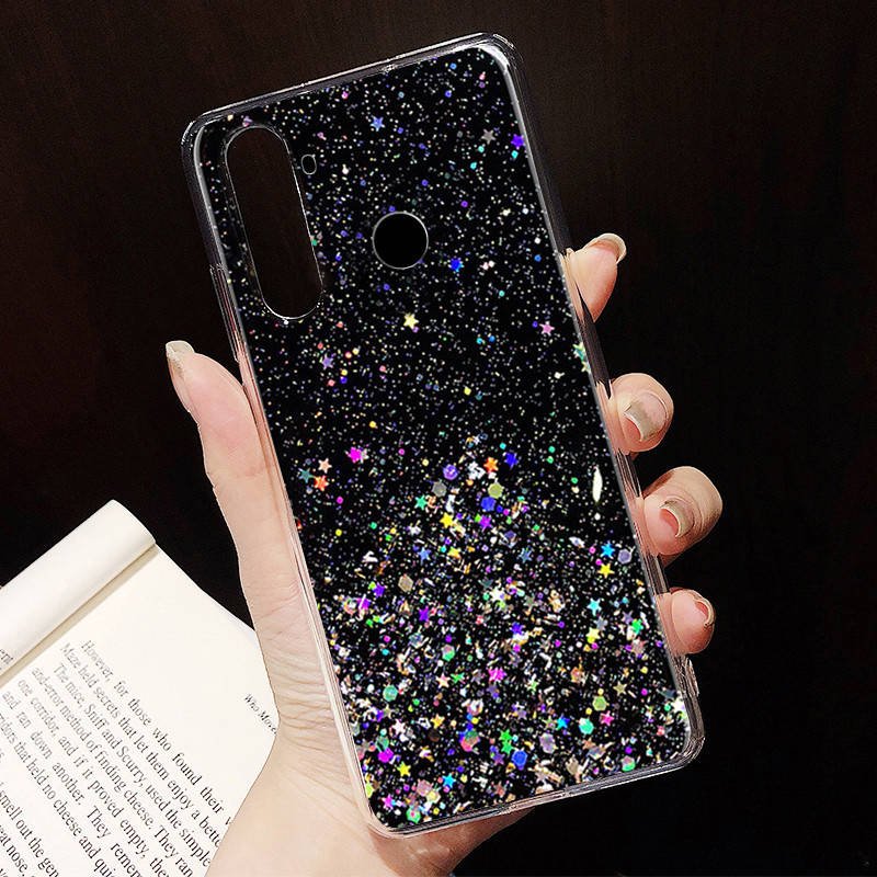 Samsung Galaxy A72 4G/A72 5G sequins glue glitter csillogós szilikon hátlap tok, (Fekete)
