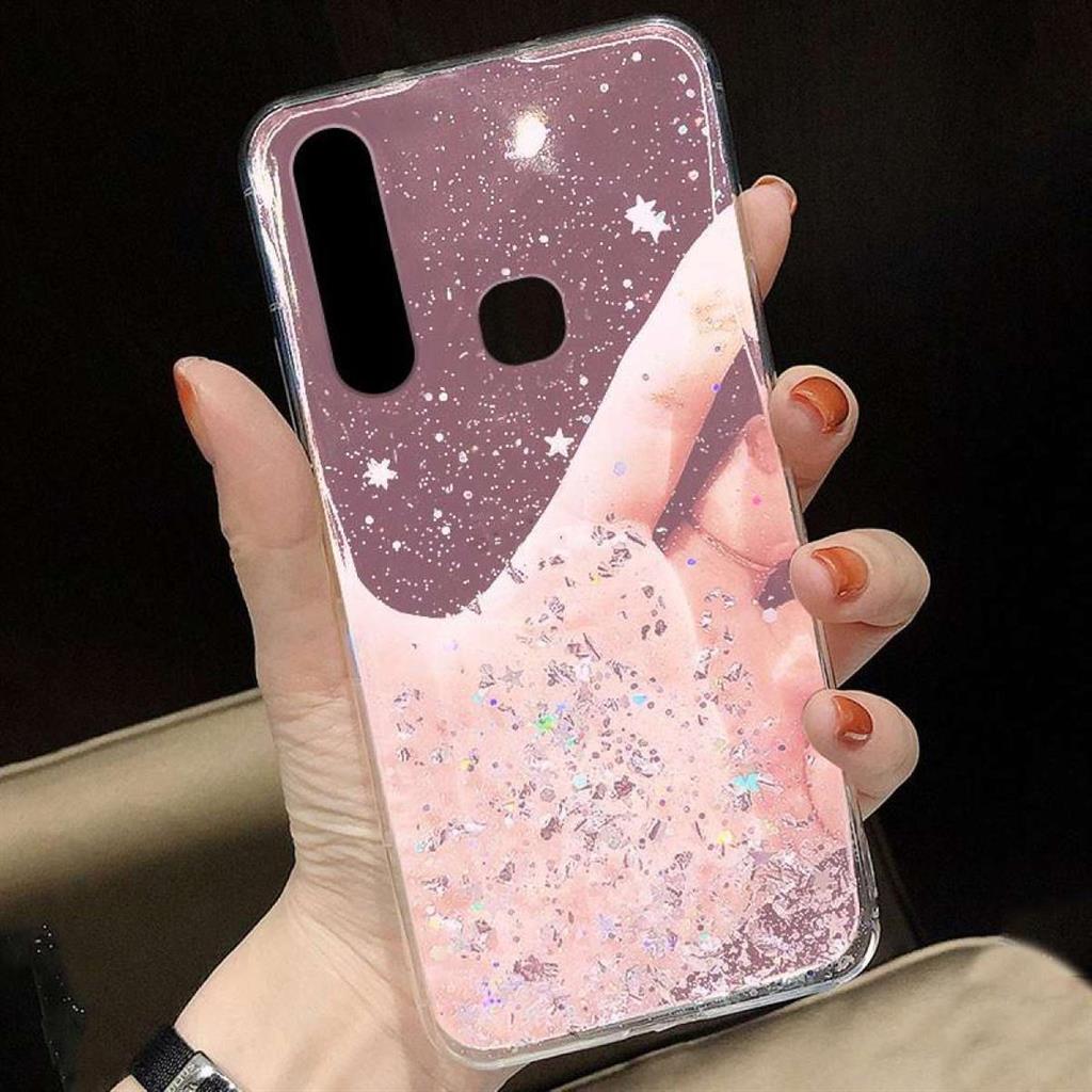 Samsung Galaxy A72 4G/A72 5G sequins glue glitter csillogós szilikon hátlap tok, (Rózsaszín)