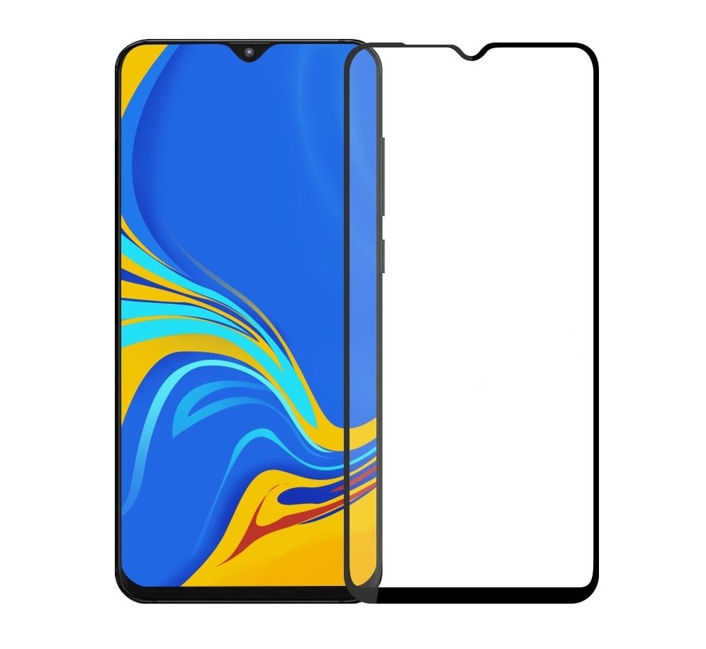 Samsung Galaxy A80/A90 5D üvegfólia teljes kijelzőre, átlátszó (fekete keret)