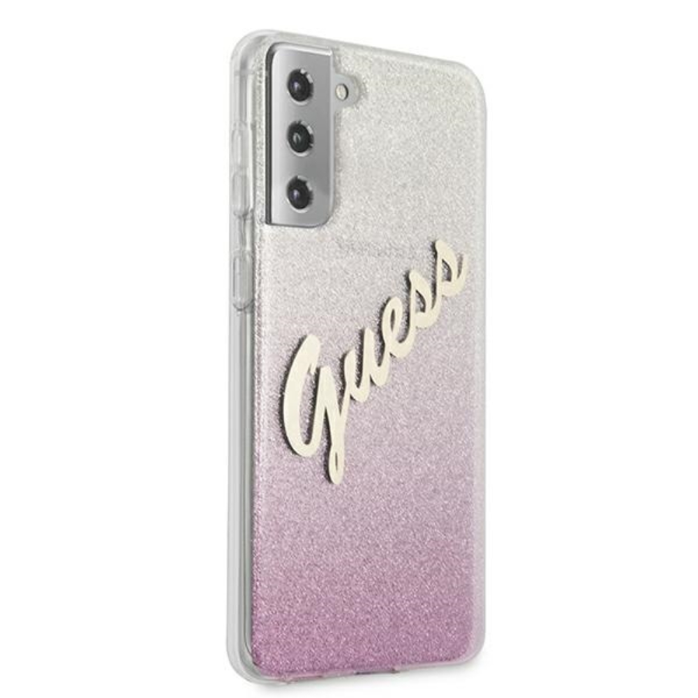 Samsung Galaxy S21+ Guess hátlap tok Glitter Vintage Logo (Rózsaszín) - GUHCS21MPCUGLSPI