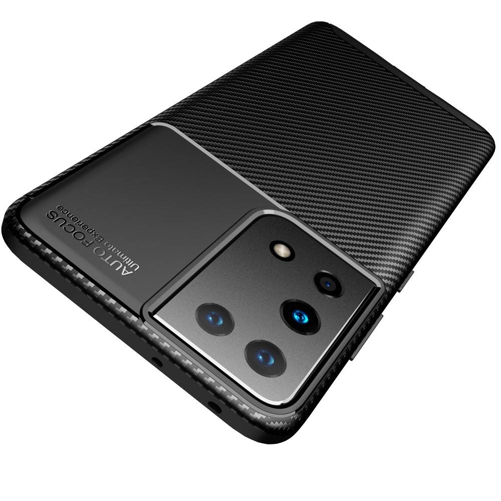 Samsung Galaxy S21 Ultra carbon fiber szilikon hátlap tok, (Fekete)