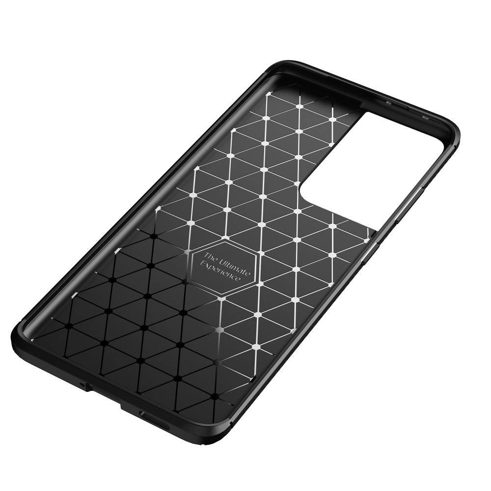 Samsung Galaxy S21 Ultra carbon fiber szilikon hátlap tok, (Fekete)