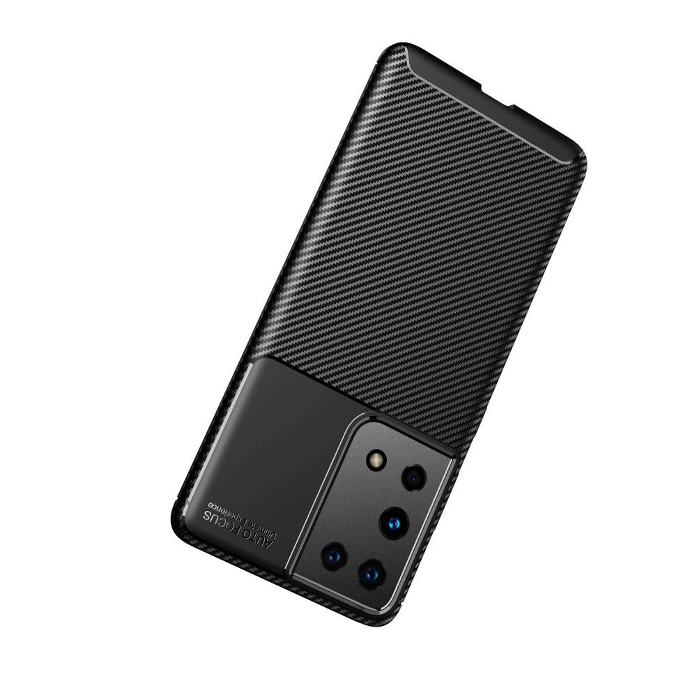 Samsung Galaxy S21 Ultra carbon fiber szilikon hátlap tok, (Fekete)