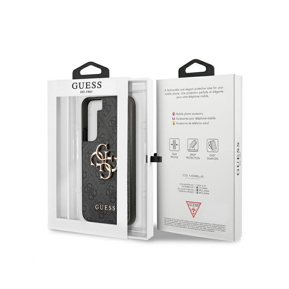 Samsung Galaxy S22 5G GUESS PU 4G Metal Logo hátlap tok (Szürke - GUHCS22S4GMGGR)