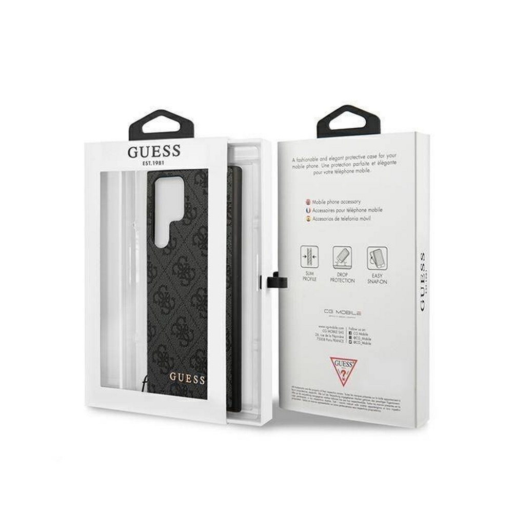 Samsung Galaxy S22 Ultra GUESS 4G Charms hátlap tok (Szürke - GUHCS22LGF4GGR)