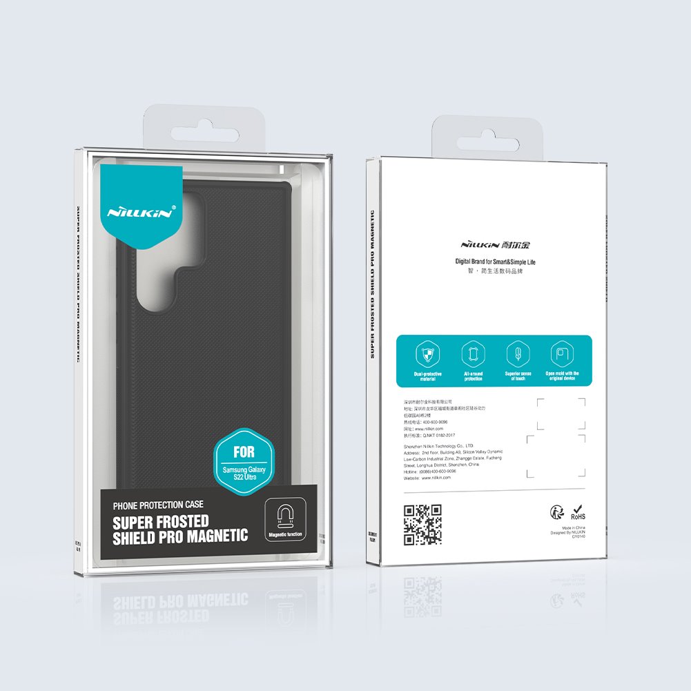 Samsung Galaxy S22 Ultra Nillkin Super frosted shield pro magsafe strapabíró hátlap tok (Fekete) 5