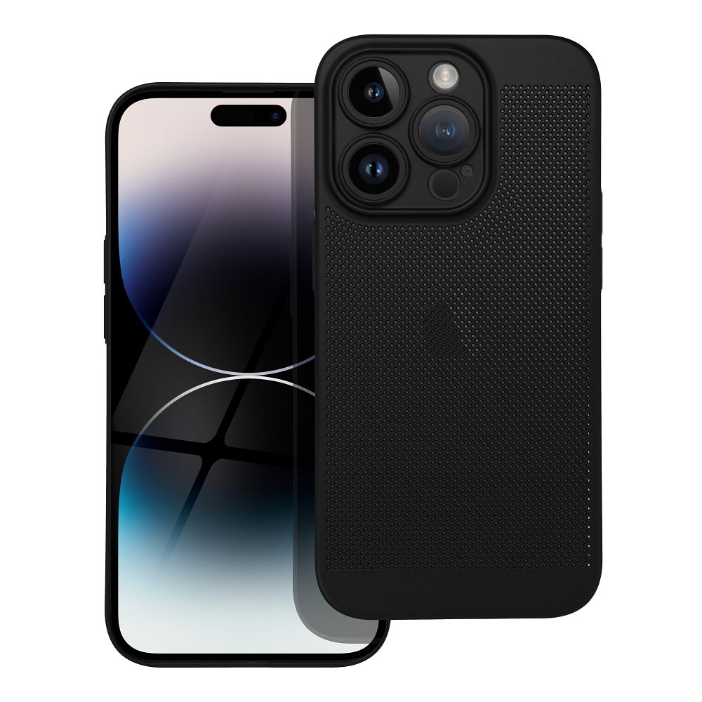 Samsung Galaxy S23 5G Breezy lyukacsos műanyag hátlap tok (Fekete)
