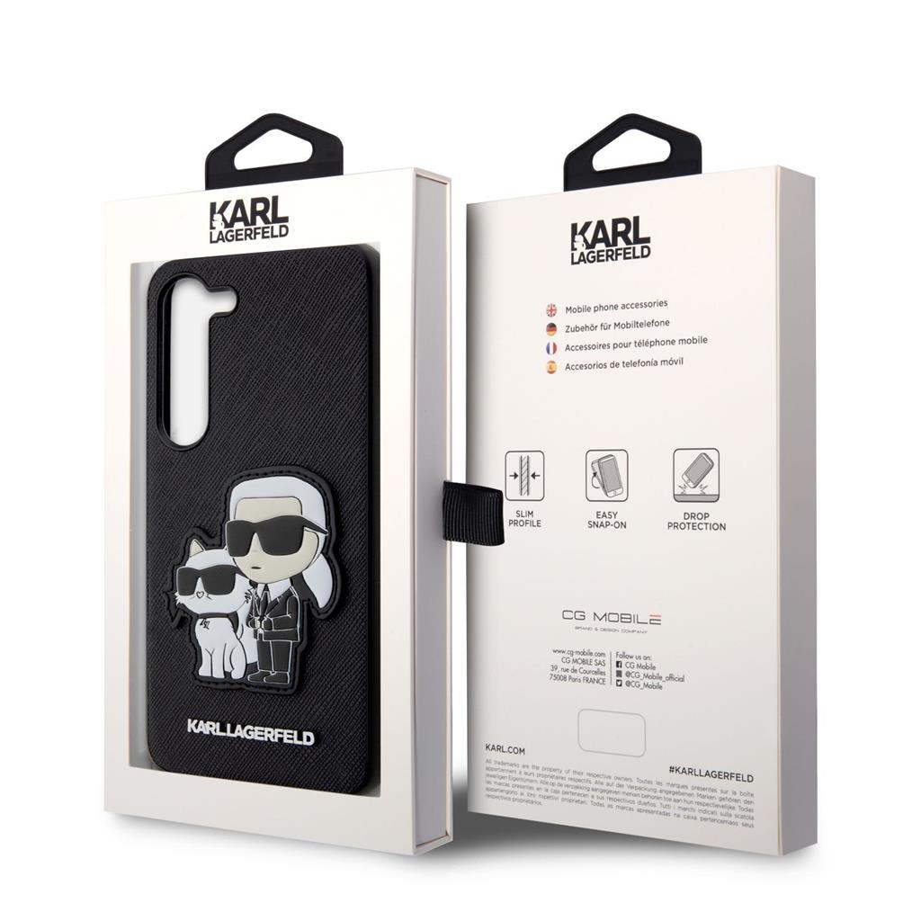Samsung Galaxy S23 5G Karl Lagerfeld Saffiano Karl and Choupette NFT prémium hátlap tok (Fekete - KLHCS23SSANKCPK) 2