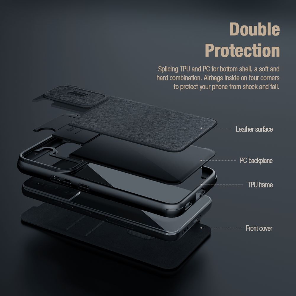 Samsung Galaxy S23 5G Nillkin Qin cloth pro kameravédős szövet notesz tok (Kék)