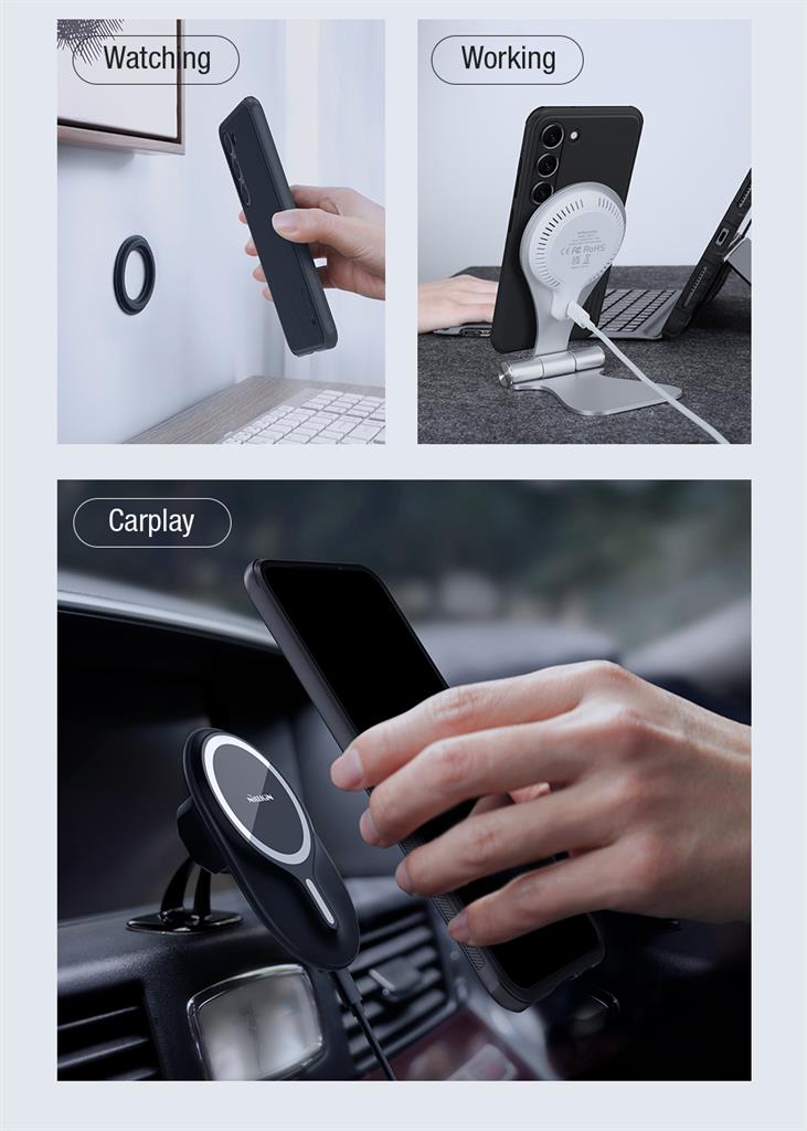Samsung Galaxy S23 5G Nillkin Super frosted shield pro magsafe strapabíró hátlap tok fekete