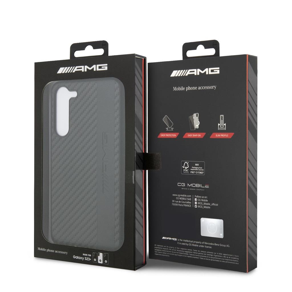 Samsung Galaxy S23 Plus AMG karbon stripe mintás szilikon hátlap tok AMHCS23MBLSCA (Fekete)