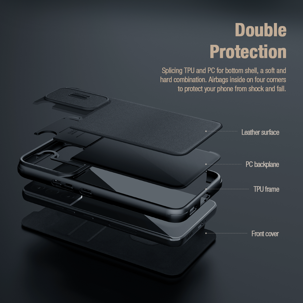 Samsung Galaxy S23 Plus Nillkin Qin cloth pro kameravédős szövet notesz tok (Kék)
