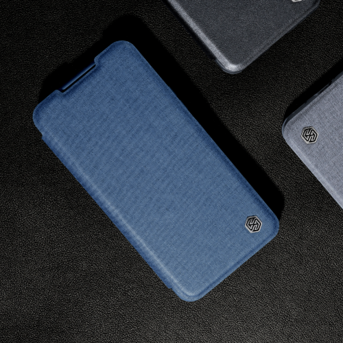Samsung Galaxy S23 Plus Nillkin Qin cloth pro kameravédős szövet notesz tok (Kék)