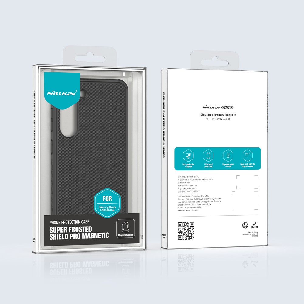 Samsung Galaxy S23 Plus Nillkin Super frosted shield pro magsafe strapabíró hátlap tok (Fekete)