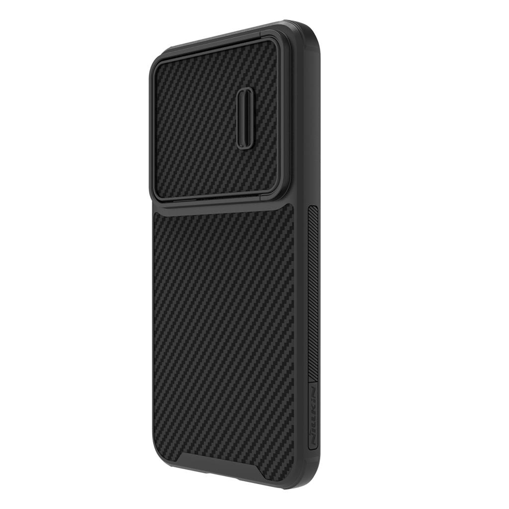 Samsung Galaxy S23 Plus Nillkin Synthetic S karbon mintás kemény hátlap tok (Fekete)