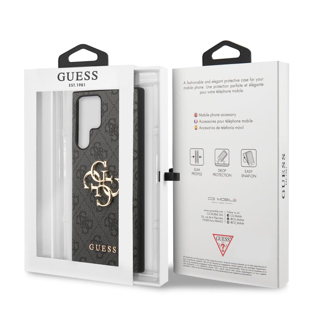 Samsung Galaxy S23 Ultra Guess PU 4G Metal Logo tok (Szürke) - GUHCS23L4GMGGR