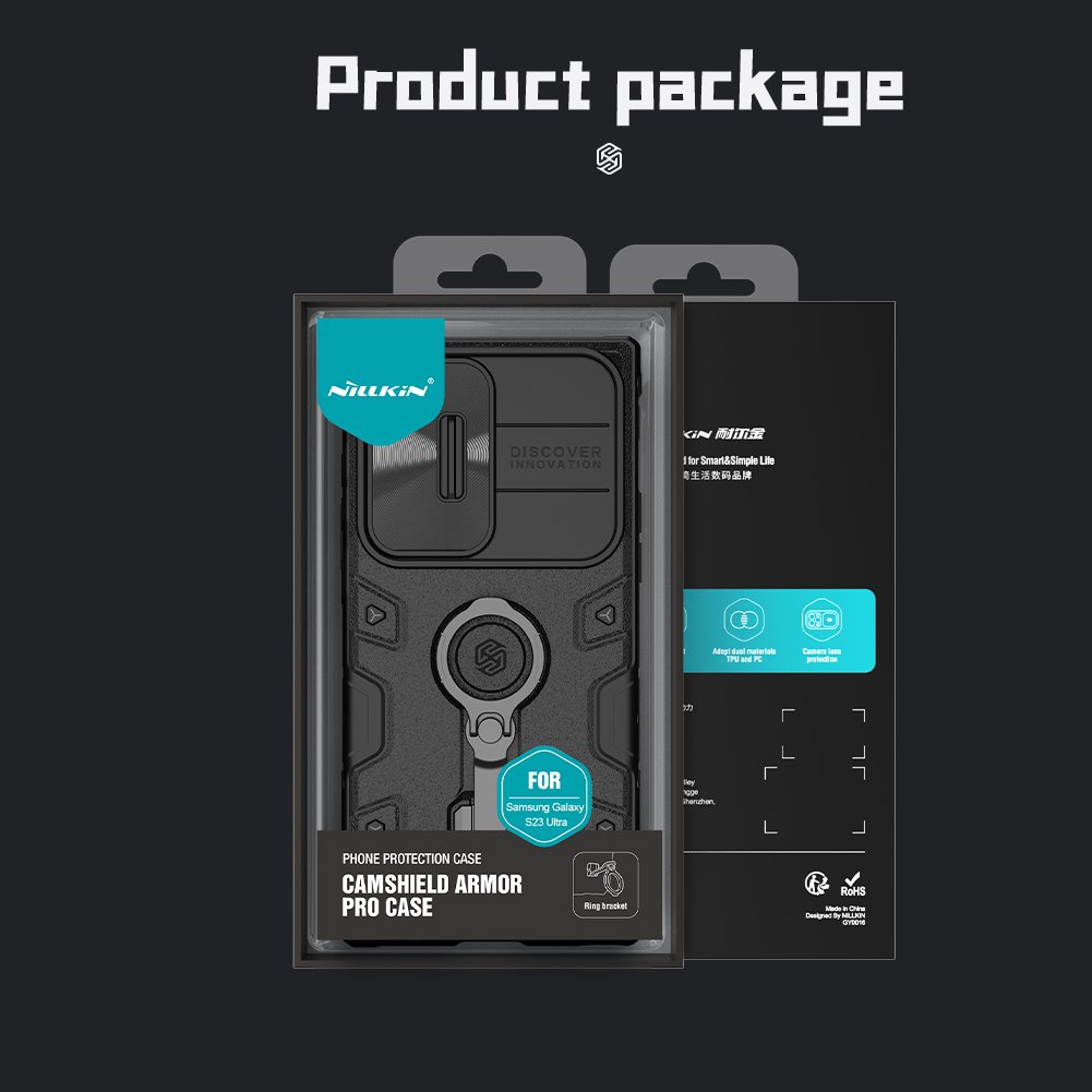 Samsung Galaxy S23 Ultra Nillkin camshield armor pro hátlap tok (Fekete)