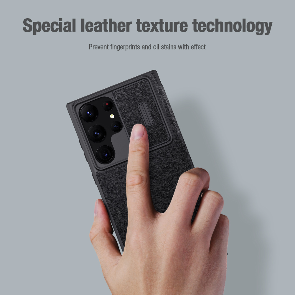 Samsung Galaxy S23 Ultra Nillkin Qin cloth pro kameravédős szövet notesz tok (Kék)