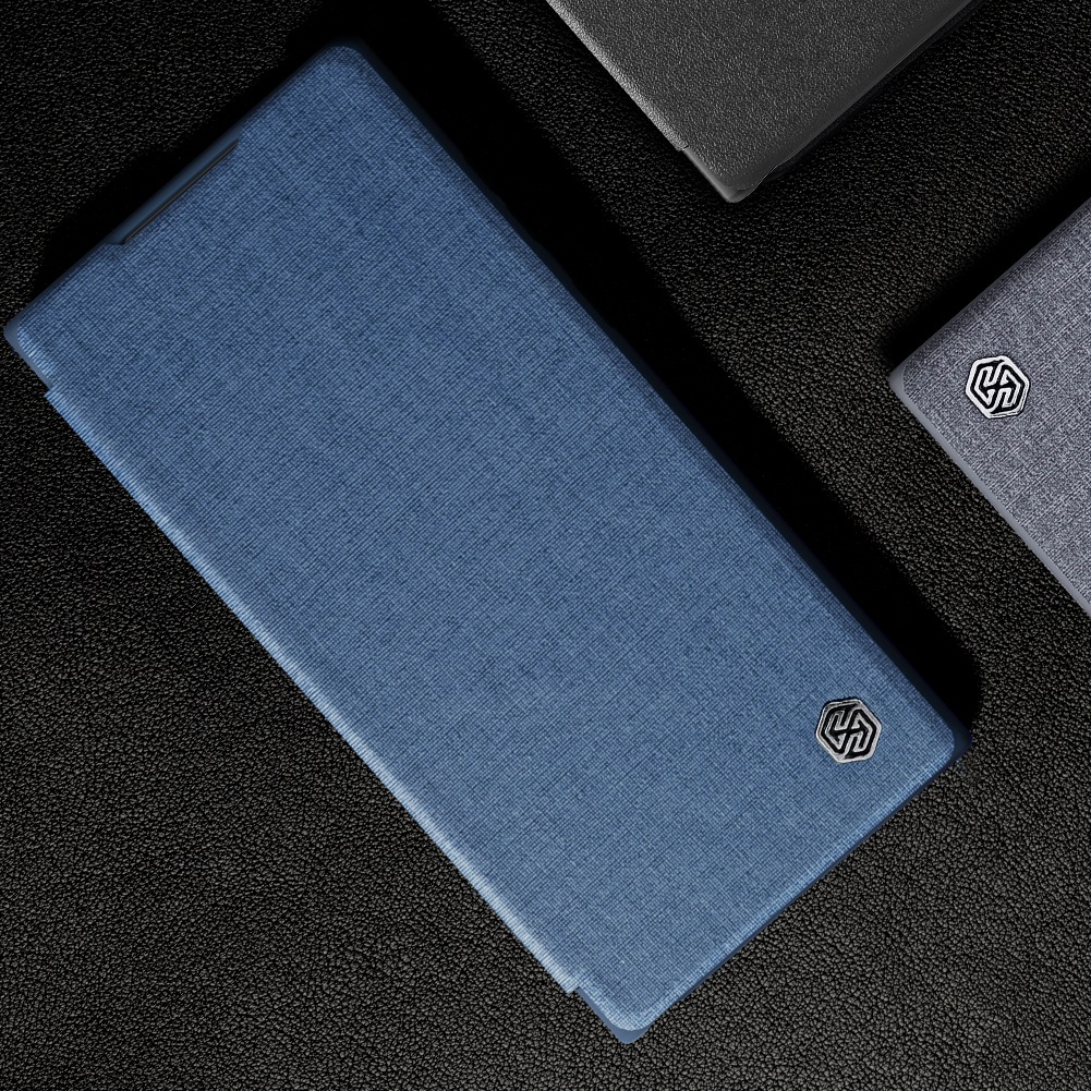 Samsung Galaxy S23 Ultra Nillkin Qin cloth pro kameravédős szövet notesz tok (Kék)