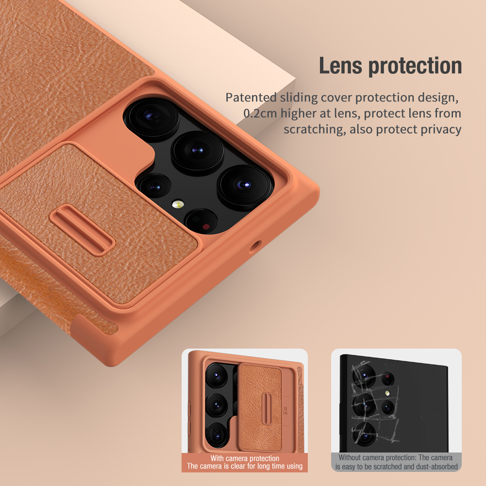 Samsung Galaxy S23 Ultra Nillkin Qin pro kameravédős notesz tok (Fekete)