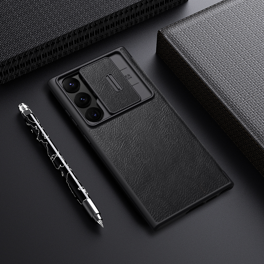 Samsung Galaxy S23 Ultra Nillkin Qin pro kameravédős notesz tok (Fekete)