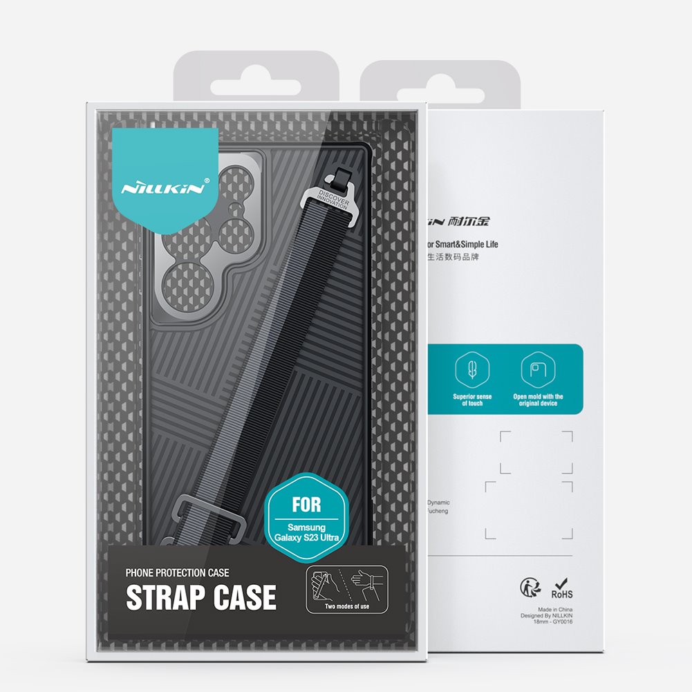 Samsung Galaxy S23 Ultra Nillkin strap strapabíró tok pánttal (Fekete) 6