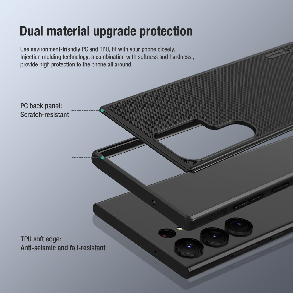 Samsung Galaxy S23 Ultra Nillkin Super frosted shield pro strapabíró hátlap tok (Fekete)