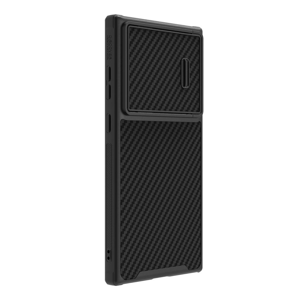 Samsung Galaxy S23 Ultra Nillkin Synthetic S karbon mintás kemény hátlap tok (Fekete)