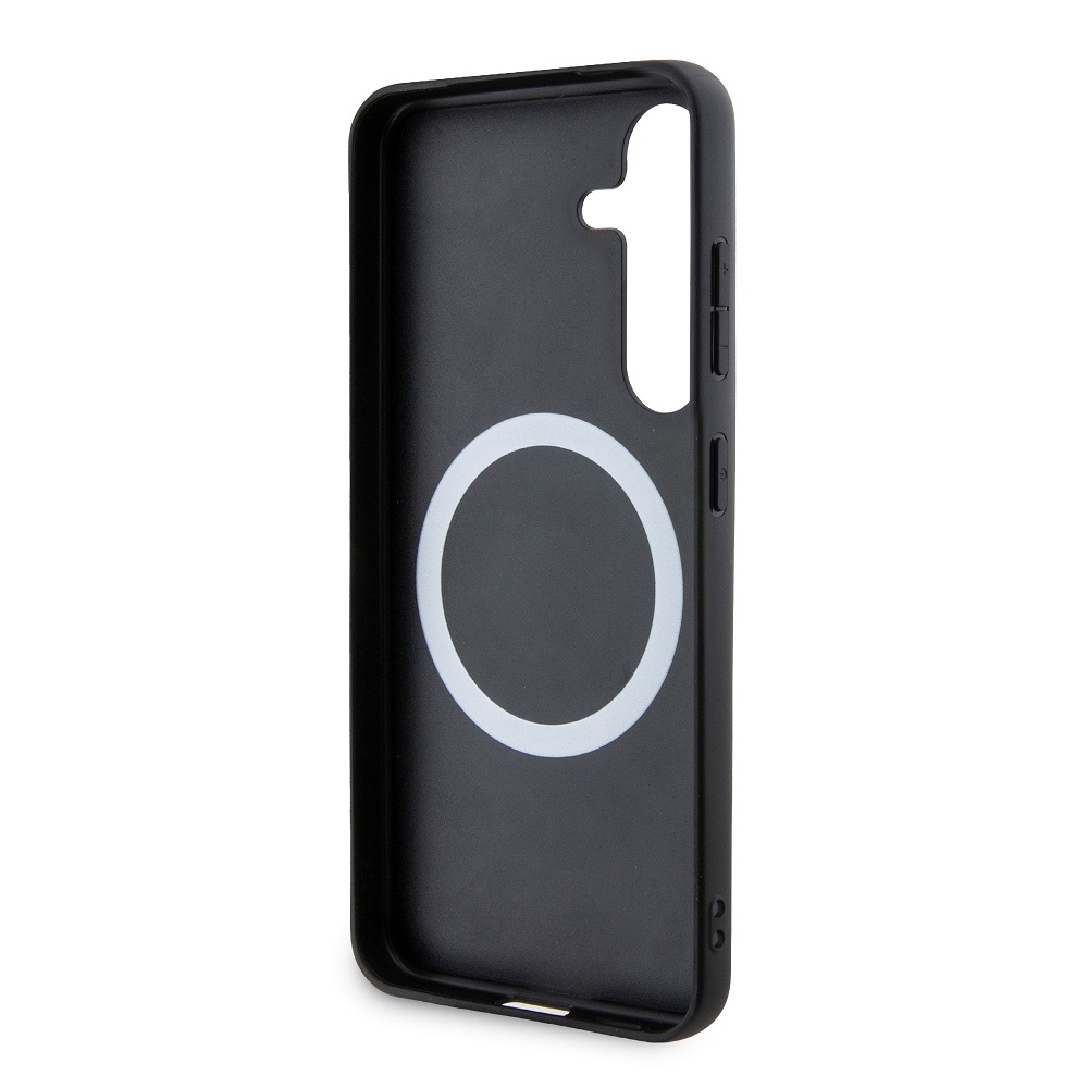 Samsung Galaxy S24 BMW M PU Leather Carbon MagSafe tok – Tricolor Line (Fekete) - BMHMS24S23PUDTK
