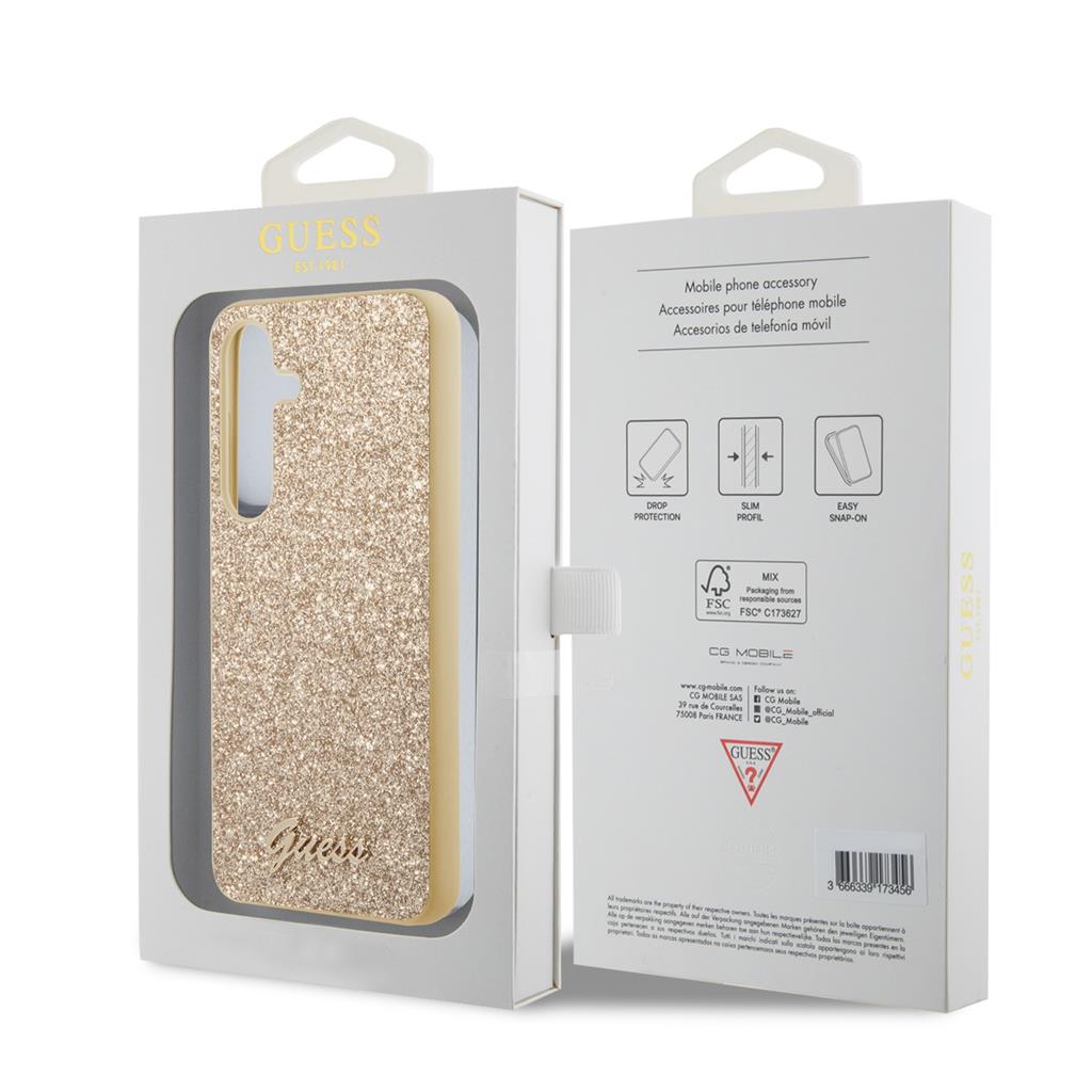 Samsung Galaxy S24 Guess Glitter Flakes Metal Logo tok (Arany) - GUHCS24SHGGSHD