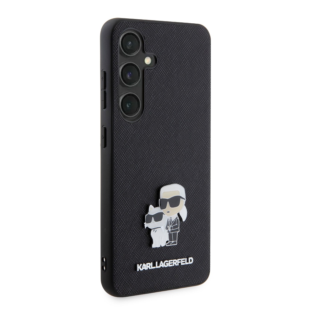 Samsung Galaxy S24 Karl Lagerfeld PU Saffiano Metal Karl and Choupette tok (Fekete) – KLHCS24SPSAKCMPK