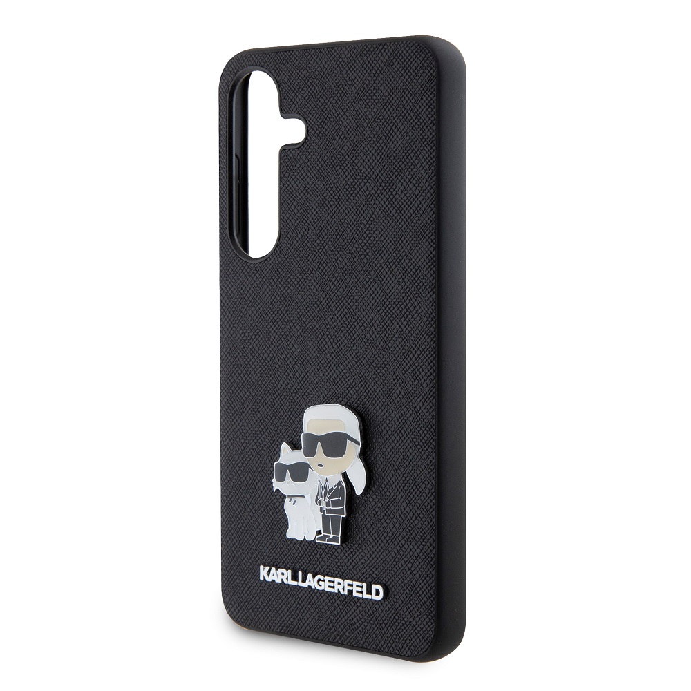 Samsung Galaxy S24 Karl Lagerfeld PU Saffiano Metal Karl and Choupette tok (Fekete) – KLHCS24SPSAKCMPK