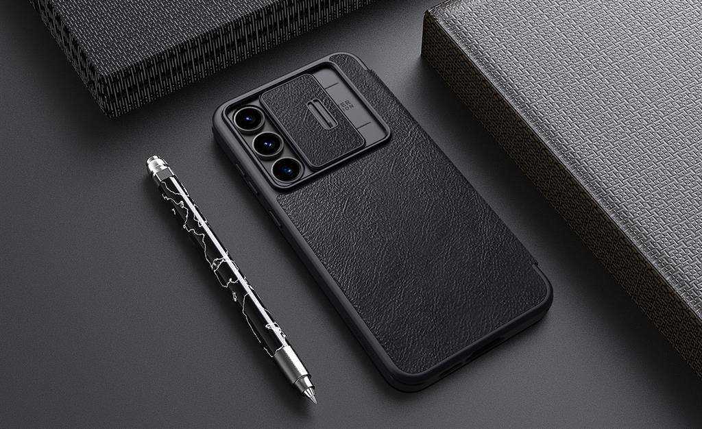 Samsung Galaxy S24 FE Nillkin Qin pro kameravédős notesz tok (Fekete)