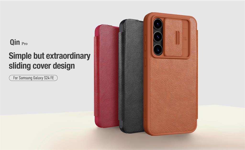 Samsung Galaxy S24 FE Nillkin Qin pro kameravédős notesz tok (Fekete)