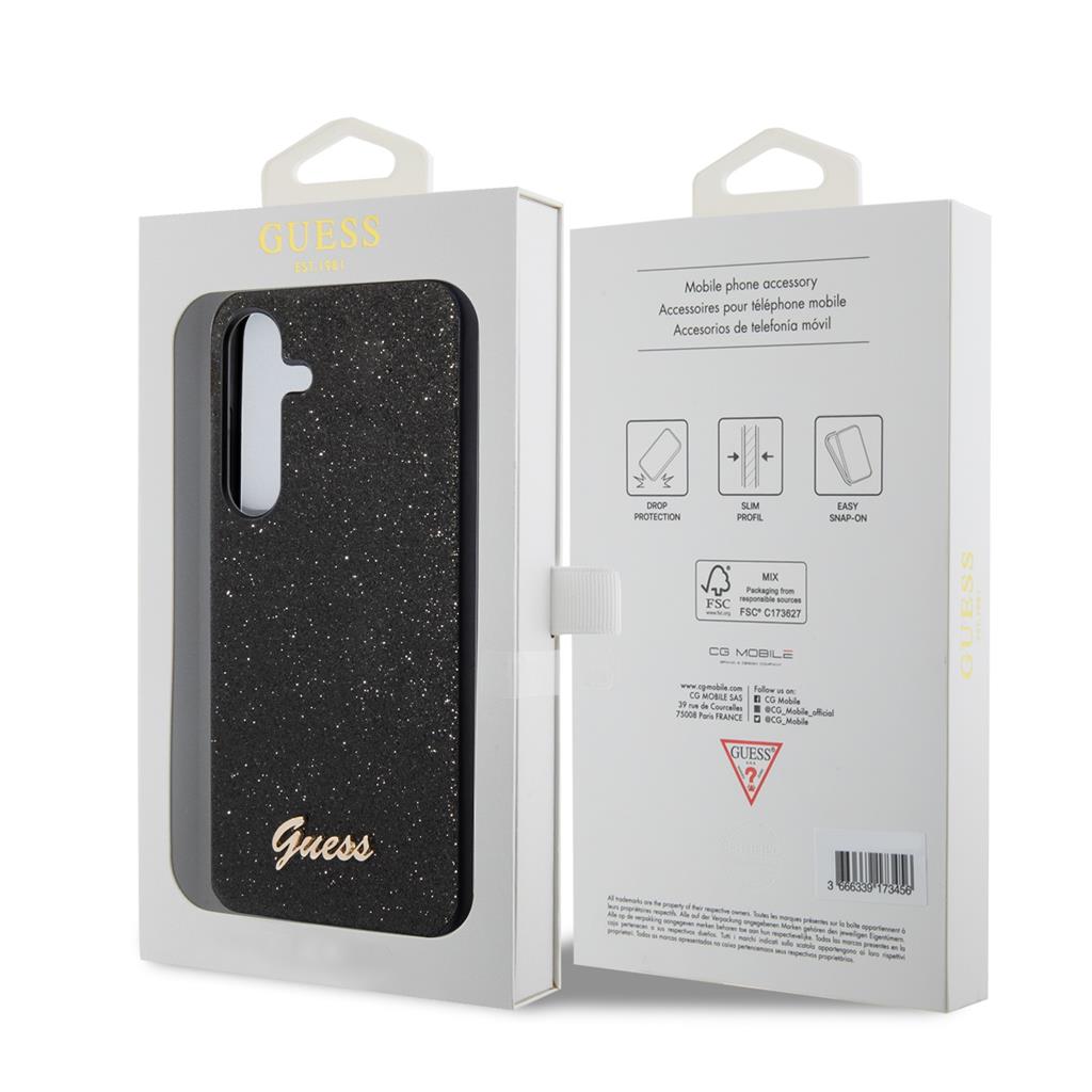 Samsung Galaxy S24+ Guess Glitter Flakes Metal Logo tok (Fekete) - GUHCS24MHGGSHK