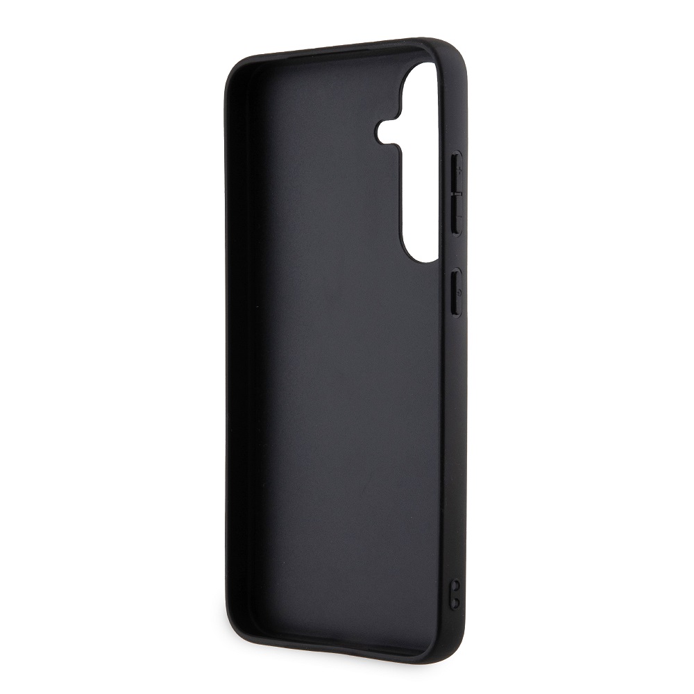 Samsung Galaxy S24+ Karl Lagerfeld Saffiano Grip Stand Metal Logo tok (Fekete) – KLHCS24MGSAKCPK