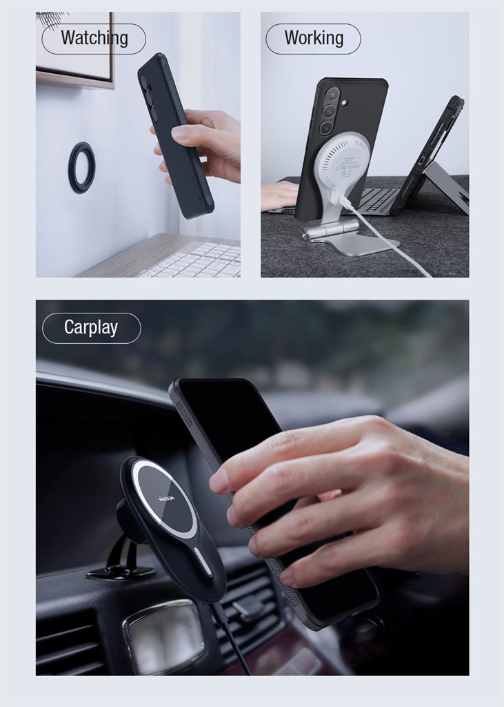 Samsung Galaxy S24 Plus Nillkin Super frosted shield pro magsafe strapabíró hátlap tok fekete