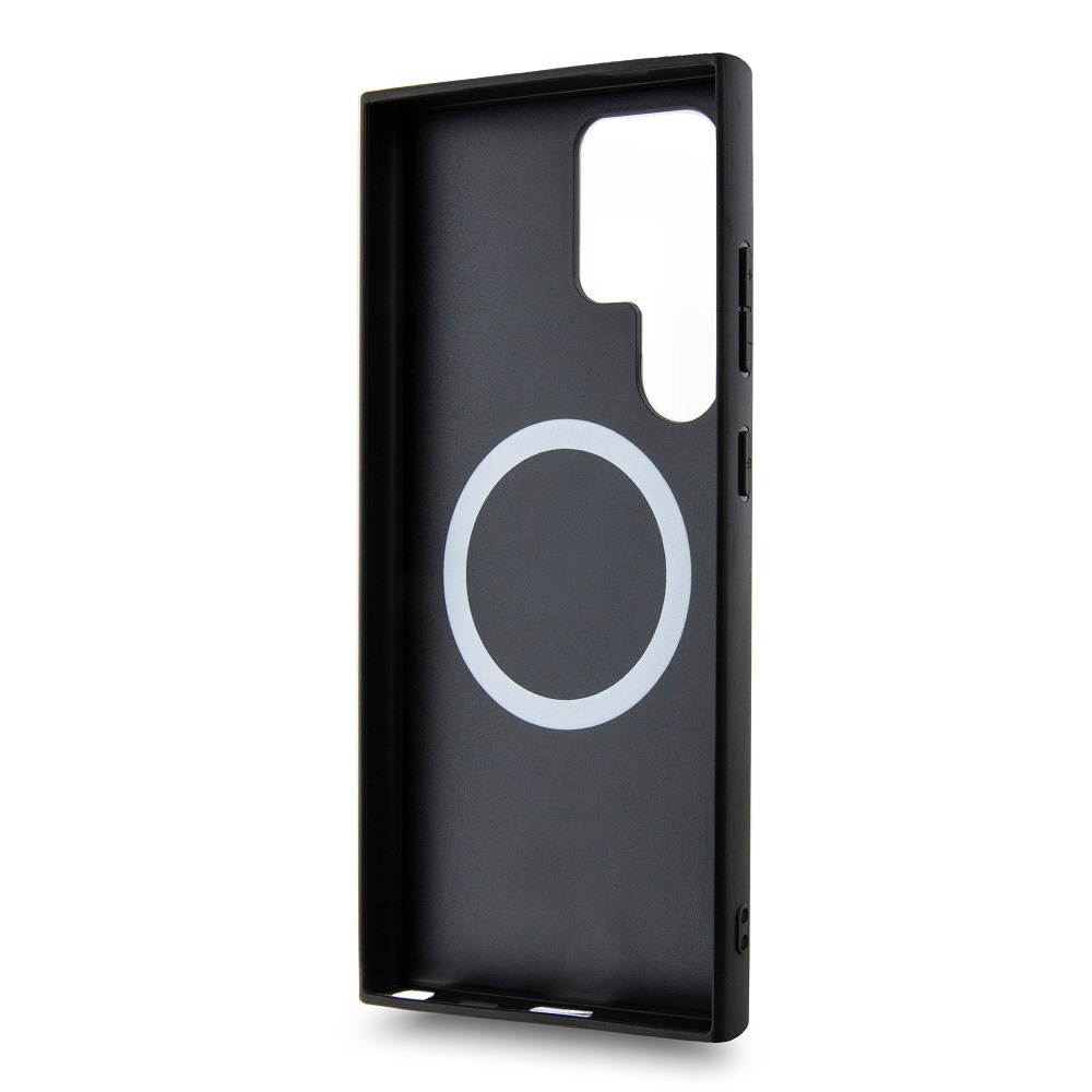 Samsung Galaxy S24 Ultra BMW M PU Leather Carbon MagSafe tok – Tricolor Line (Fekete) - BMHMS24L23PUDTK